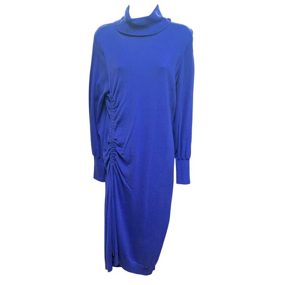 Ted Baker London AAVVAA Knitted Side Ruched Midi Dress in Blue NWT Size 0/US 2 - Picture 3 of 9